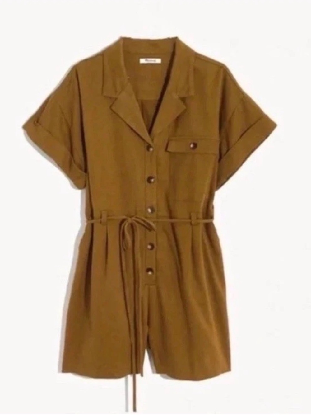 Madewell Distant Olive Green Safari Belted Shorts Romper Women’s Size Medium